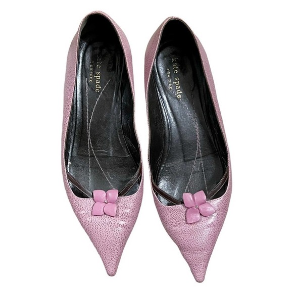 Kate, spade, pink leather flat shoes, size 7B. #30 - Picture 2 of 9